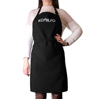Komilfo Apron, black, short, with three pockets