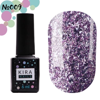 Gel polish Kira Nails Shine Bright No. 009 (lilac with sparkles), 6 ml