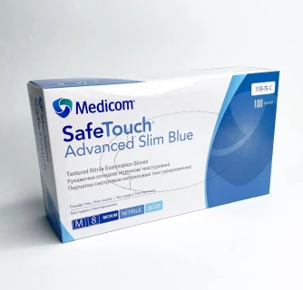 Перчатки без пудры нестерильные SafeTouch Advanced Slim Blue голубые 3,6 г M