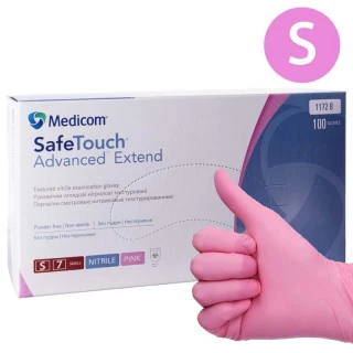 Rękawiczki bezpudrowe niejałowe SafeTouch Advanced Extend Różowe różowe 3,6 g S