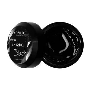 Арт-гель БЕЗ липкого слоя Komilfo No Wipe Art Gel Black 001 (черный), 5 мл