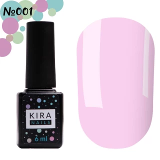 Гель-лак Kira Nails №001 (рожевий для френча, напівпрозорий, емаль), 6 мл