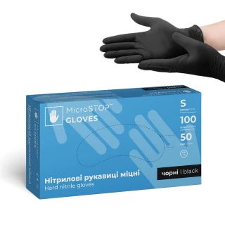 MicroSTOP nitrile Gloves, powder-free, durable, black, size S (100 pcs.)