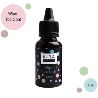 Kira Nails Wipe Top Coat - закріплювач для гель-лаку з липким шаром, без пензлика, 30 мл