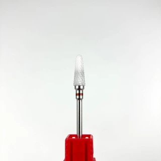 Ceramic cutter for removing material with a red notch "cone"