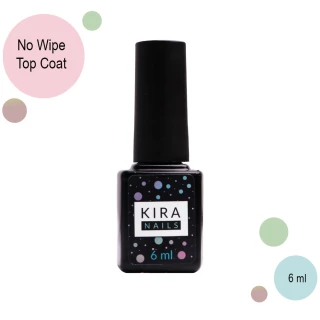Kira Nails No Wipe Top Coat – закрепитель для гель-лака БЕЗ липкого слоя, 6 мл
