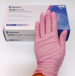 Rękawiczki bezpudrowe niejałowe SafeTouch Advanced Extend Różowe różowe 3,6 g M