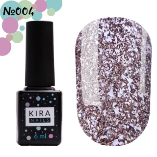 Gel polish Kira Nails Shine Bright №004 (dark silver with small red sparkles), 6 ml