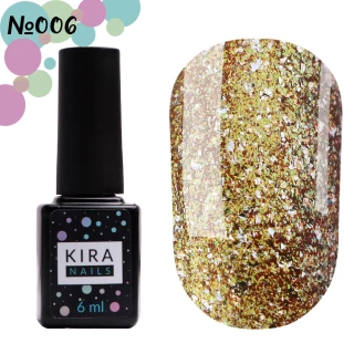 Gel polish Kira Nails Shine Bright No. 006 (bronze with sparkles), 6 ml