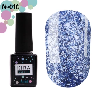 Гель-лак Kira Nails Shine Bright №010 (блакитний з блискітками), 6 мл