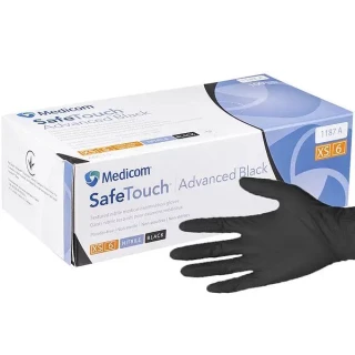 Rękawiczki bezpudrowe niejałowe SafeTouch Advanced Czarne czarne 3,3 g ХS
