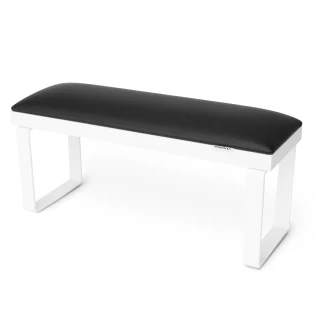 Loft Black manicure Stand On removable white metal legs on a white base.